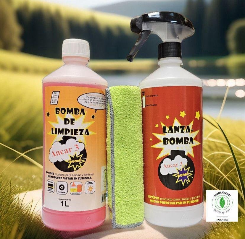 Bomba de Limpieza 1 Litro + Lanza-bomba + Bayeta Microfibra