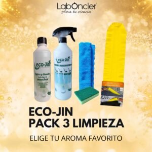 PACK 3 Limpieza ECOJIN+DIFUSOR+PLUMERO+BAYETA MICROFIBRA+ESTROPAJO CON ESPONJA